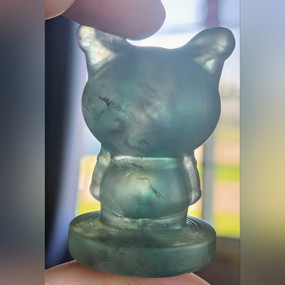 Green Fluorite Kuromi Crystal Carving. Hello Kitty Sanrio Kuku Crystals - Picture 3 of 6